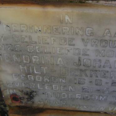 HILT-DEKKER Hendrina Johanna 1923-1976