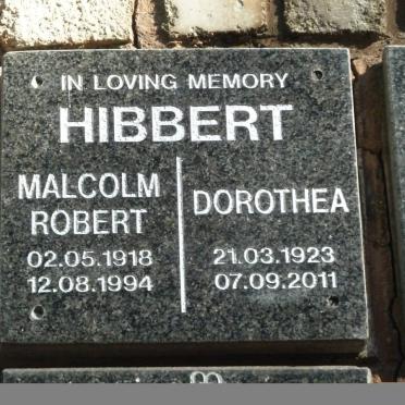 HIBBERT Malcolm Robert 1918-1994 &amp; Dorothea 1923-2011