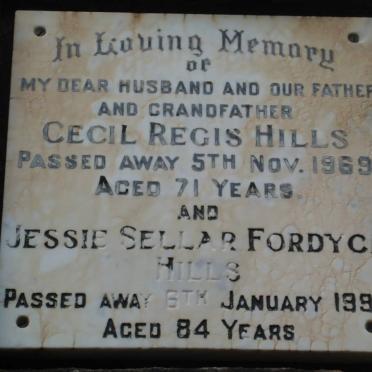 HILLS Cecil Regis -1969 &amp; Jessie Sellar Fordyce -1996