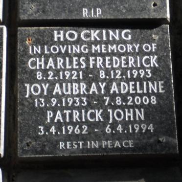 HOCKING Charles Frederick 1921-1993 &amp; Joy Aubray Adeline 1933-2008 :: HOCKING Patrick John 1962-1994