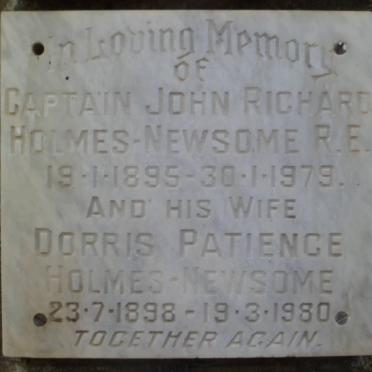 HOLMES-NEWSOME John Richard 1895-1979 &amp; Dorris Patience 1898-1980