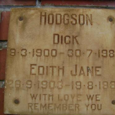 HODGSON Dick 1900-1984 &amp; Edith Jane 1903-1988