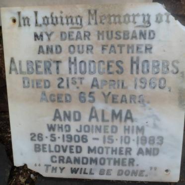 HOBBS Albert Hodges -1960 &amp; Alma 1906-1983
