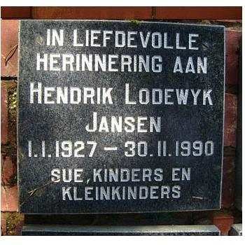 JANSEN Hendrik Lodewyk 1927-1990