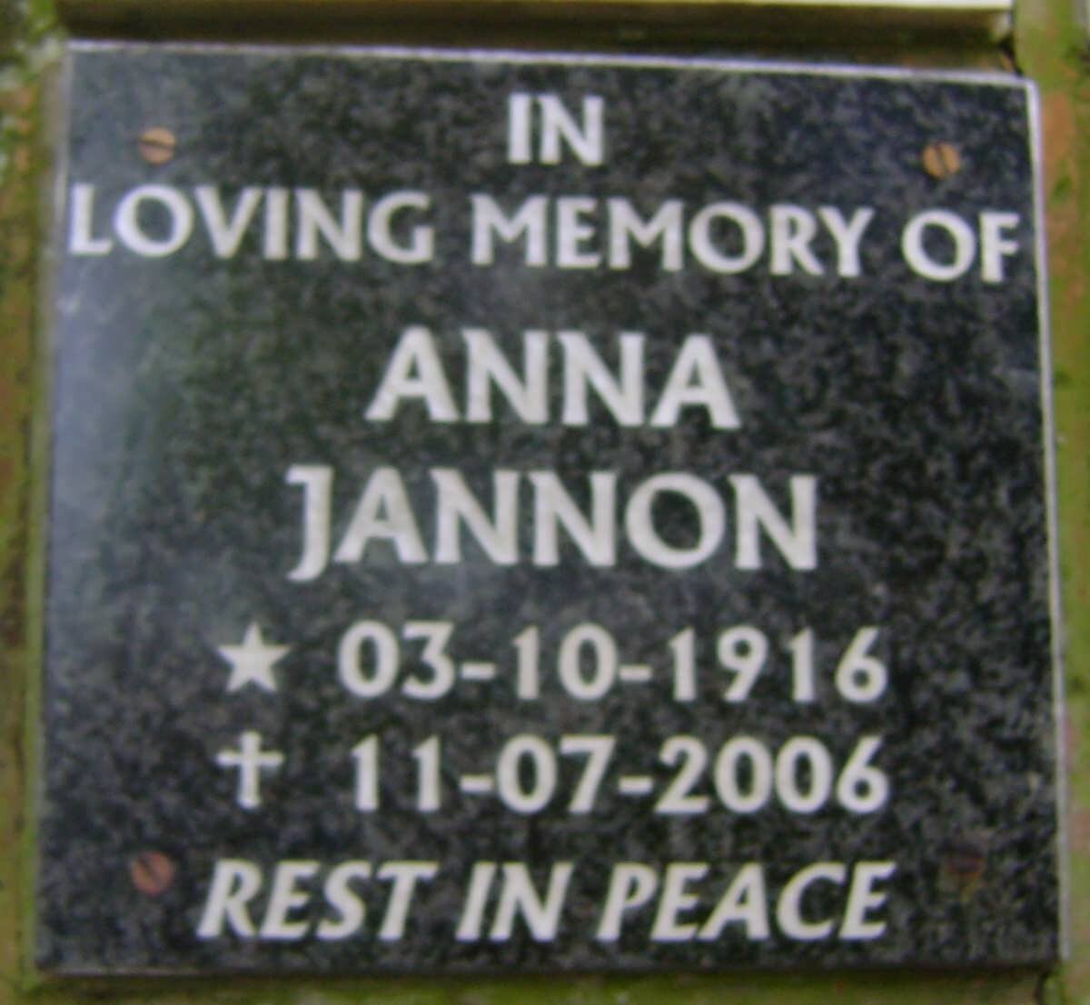 JANNON Anna 1916-2006