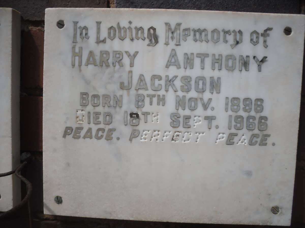 JACKSON Harry Anthony 1896-1966