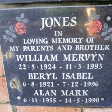 JONES William Mervyn 1924-1993 &amp; Beryl Isabel 1921-1996 :: JONES Alan Mark 1955-1990