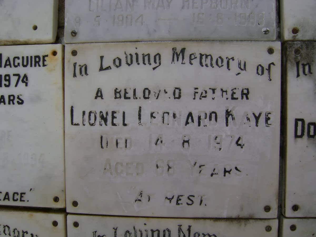 KAYE Lionel Leonard - 1974