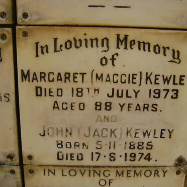 KEWLEY John 1885-1974 &amp; Margaret -1973