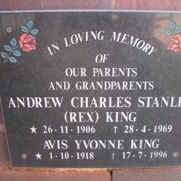 KING Andrew Charles Stanley 1906-1969 &amp; Avis Yvonne 1918-1996
