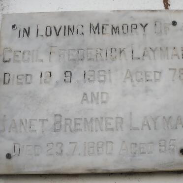 LAYMAN Cecil Frederick -1961 &amp; Janet Bremner -1980