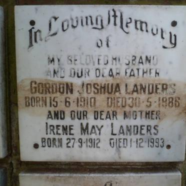 LANDERS Gordon Joshua 1910-1986 &amp; Irene May 1912-1993