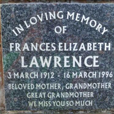 LAWRENCE Frances Elizabeth 1912-1996