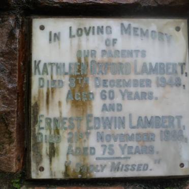 LAMBERT Ernest Edwin -1955 &amp; Kathleen Oxford -1948