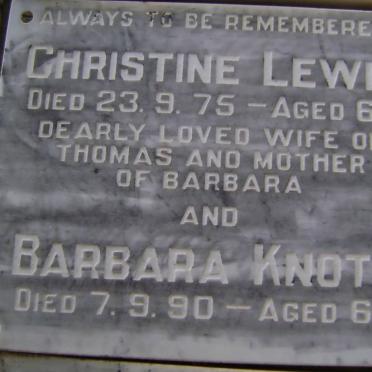 LEWIN Christine -1975 :: KNOTT Barbara -1990