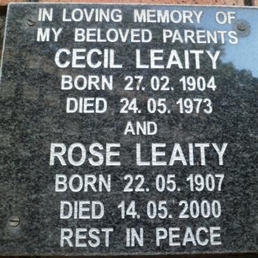 LEAITY Cecil 1904-1973 &amp; Rose 1907-2000