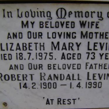 LEVINGS Robert Randall 1900-1990 &amp; Elizabeth Mary -1975