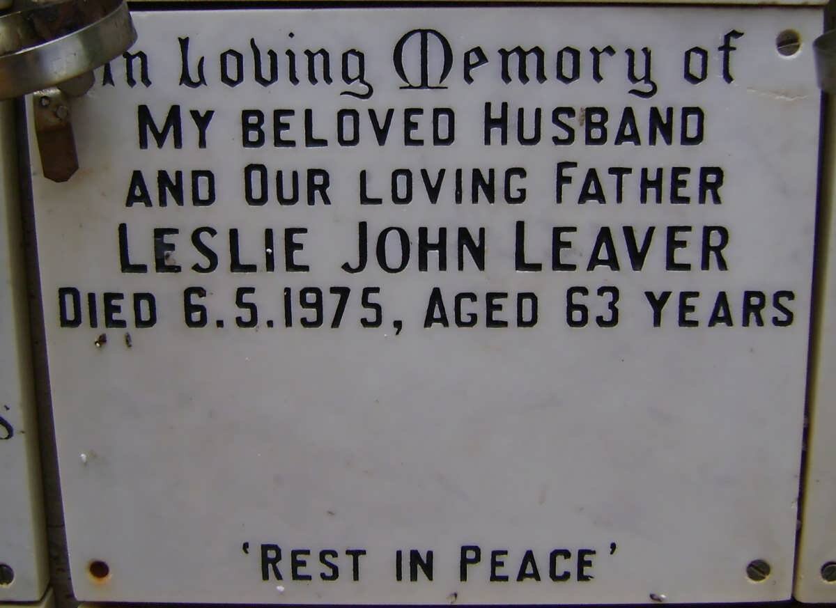 LEAVER Leslie John -1975