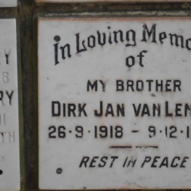 LENTE Dirk Jan, van 1918-1988