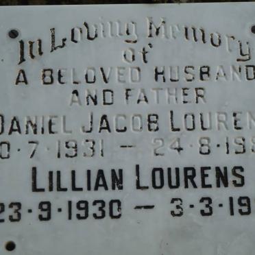 LOURENS Daniel Jacob 1931-1989 &amp; Lillian 1930-1997