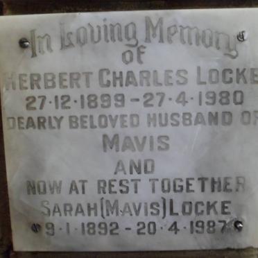 LOCKE Herbert Charles 1899-1980 &amp; Sarah 1892-1987