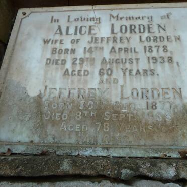 LORDEN Jeffrey 1877-1955 &amp; Alice 1878-1938