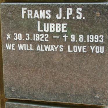 LUBBE Frans J.P.S. 1922-1993