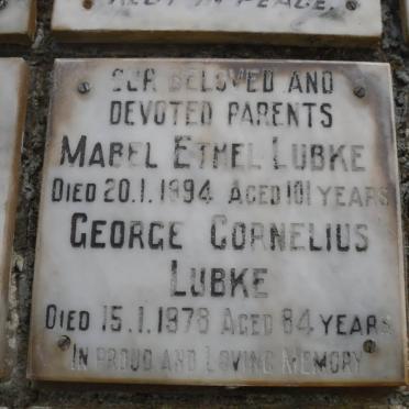 LUBKE George Cornelius -1978 &amp; Mabel Ethel -1994
