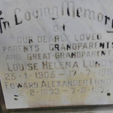 LUNDY Edward Alexander 1903-1987 &amp; Louise Helena 1905-1980