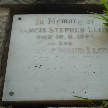 LLOYD Francis Stephen -1964 &amp; Beatrice Maud -1965