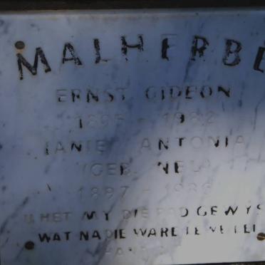 MALHERBE Ernst Gideon 1895-1982 &amp; Ianie Antonia 1897-1986