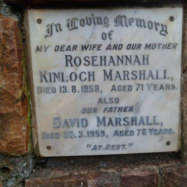 MARSHALL David -1959 &amp; Rosehannah KINLOCH -1958