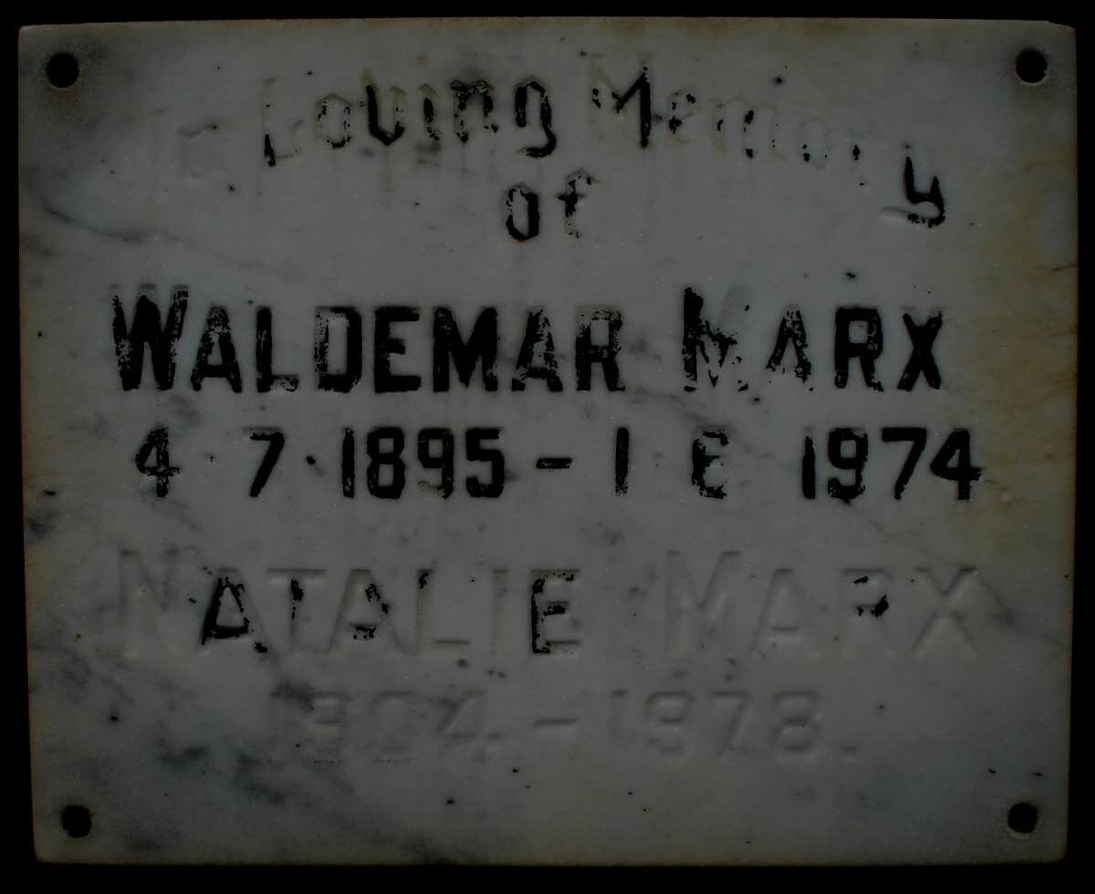 MARX Waldemar 1895-1974 &amp; Natalie 1904-1978