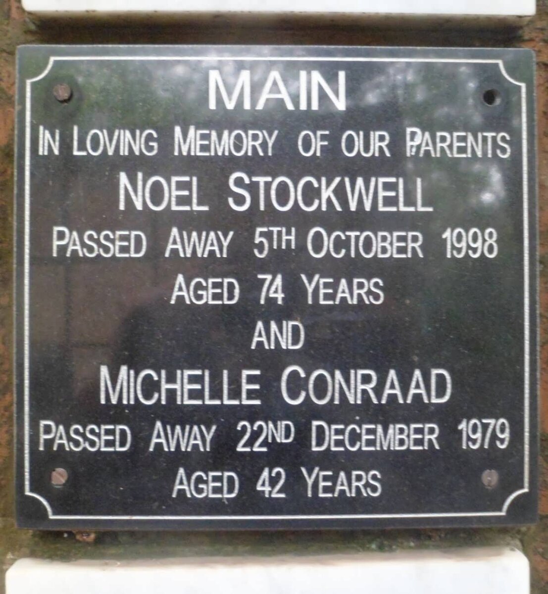 MAIN Noel Stockwell -1998 &amp; Michelle Conraad -1979
