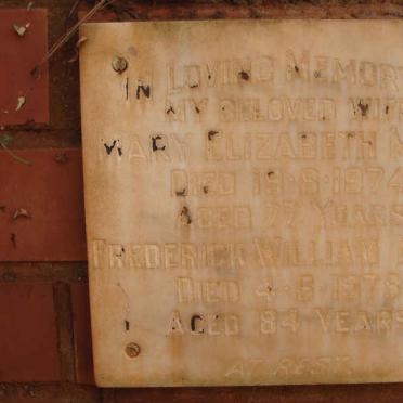 MANN Frederick William -1978 &amp; Mary Elizabeth -1974