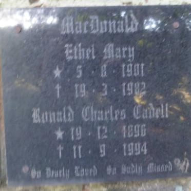 MacDONALD Ronald Charles Cadell 1896-1994 &amp; Ethel Mary 1901-1982
