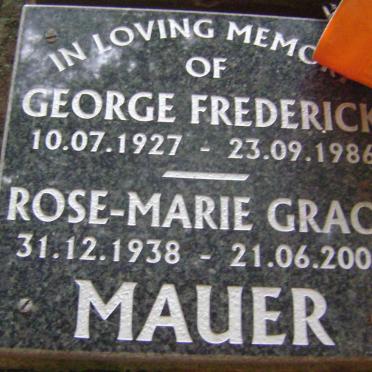 MAUER George Frederick 1927-1986 &amp; Rose-Marie Grace 1938-2006