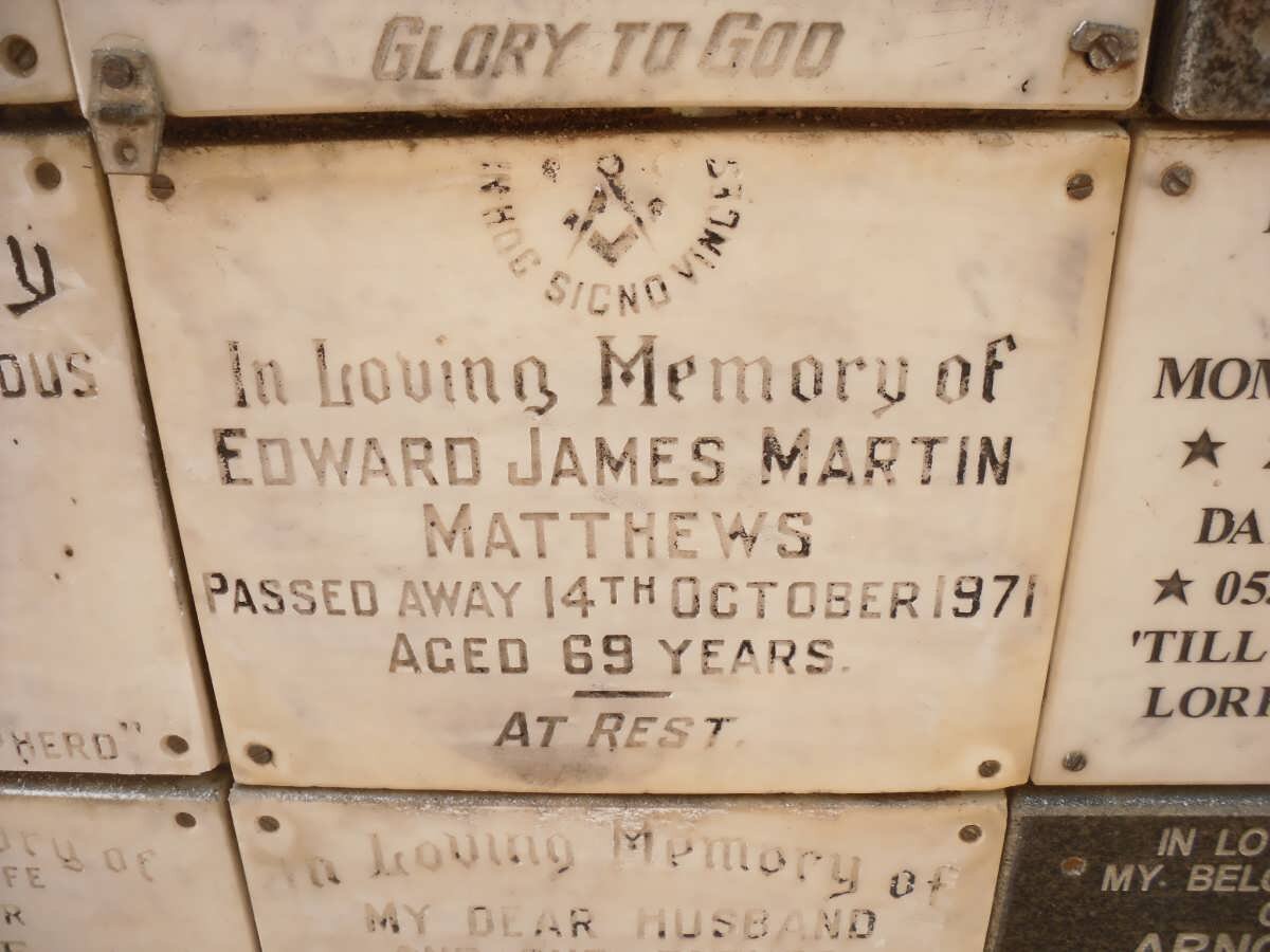 MATTHEWS Edward James Martin -1971