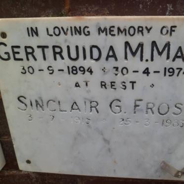 MAHR Gertrude M. 1894-1974 :: FROST Sinclair G. 1915-1983
