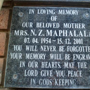 MAPHALALA N.Z. 1954-2001