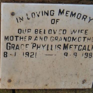 METCALF Grace Phyllis 1921-1988