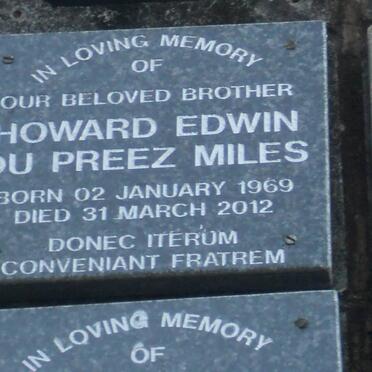 MILES Howard Edwin Du Preez 1969-2012