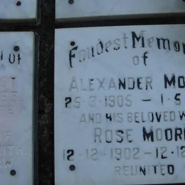 MOORE Alexander 1905-1983 &amp; Rose 1902-1987