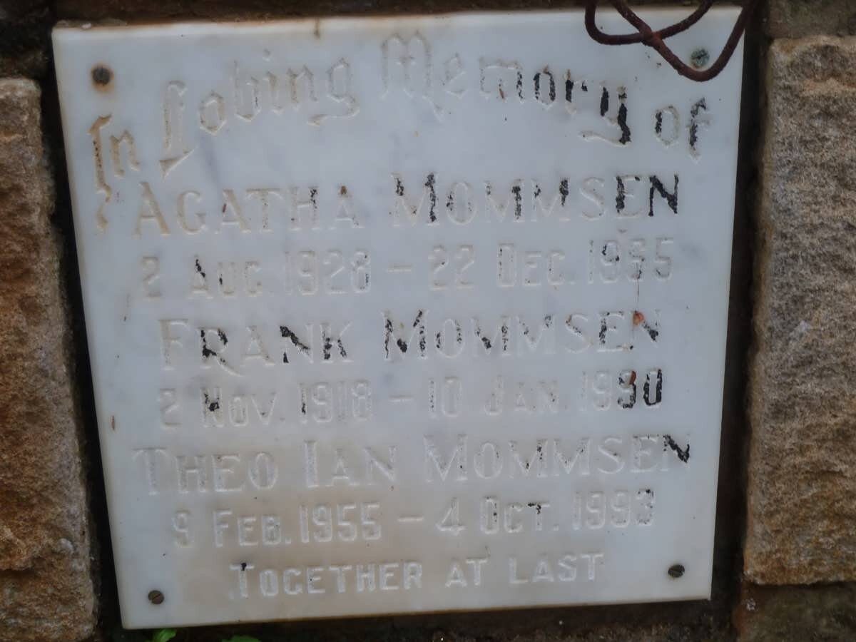 MOMMSEN Frank 1918-1990 &amp; Agatha 1928-1965 :: MOMMSEN Theo Ian 1955-1993