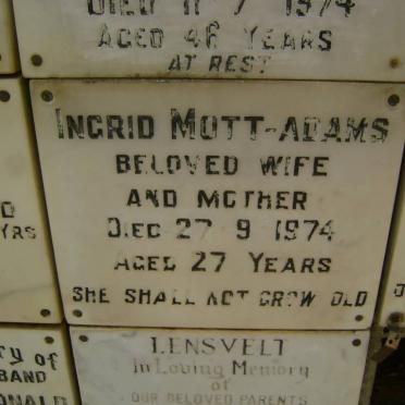 MOTT-ADAMS Ingrid -1974