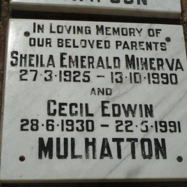 MULHATTON Cecil Edwin 1930-1991 &amp; Sheila Emerald Minerva 1925-1990