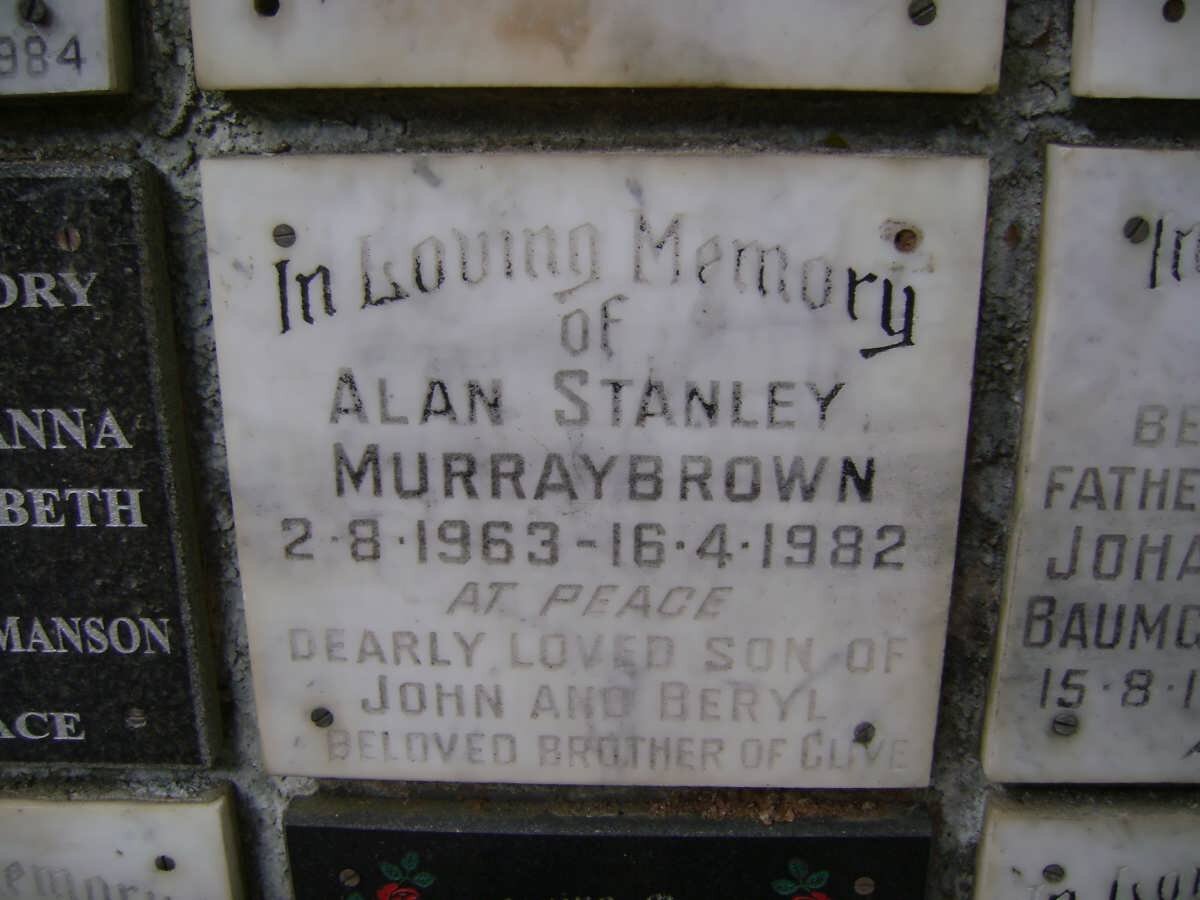 MURRAYBROWN Alan Stanley 1963-1982