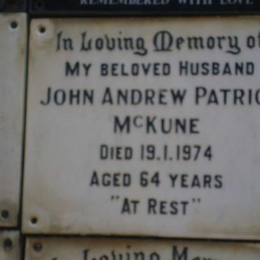 McKUNE John Andrew Patrick -1974