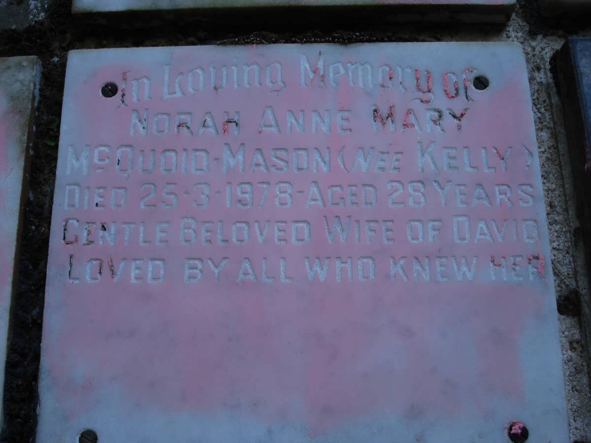 McQUOID-MASON Norah Anne Mary nee KELLY -1978