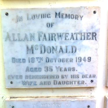 McDONALD Allan Fairweather -1949